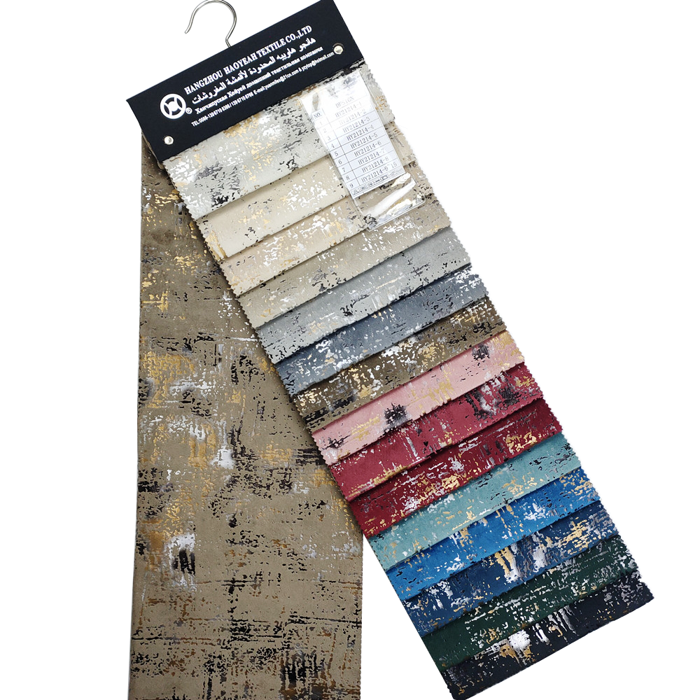 Polyester kelas berat tiga warna perunggu foil foil holland beludru kain sofa 