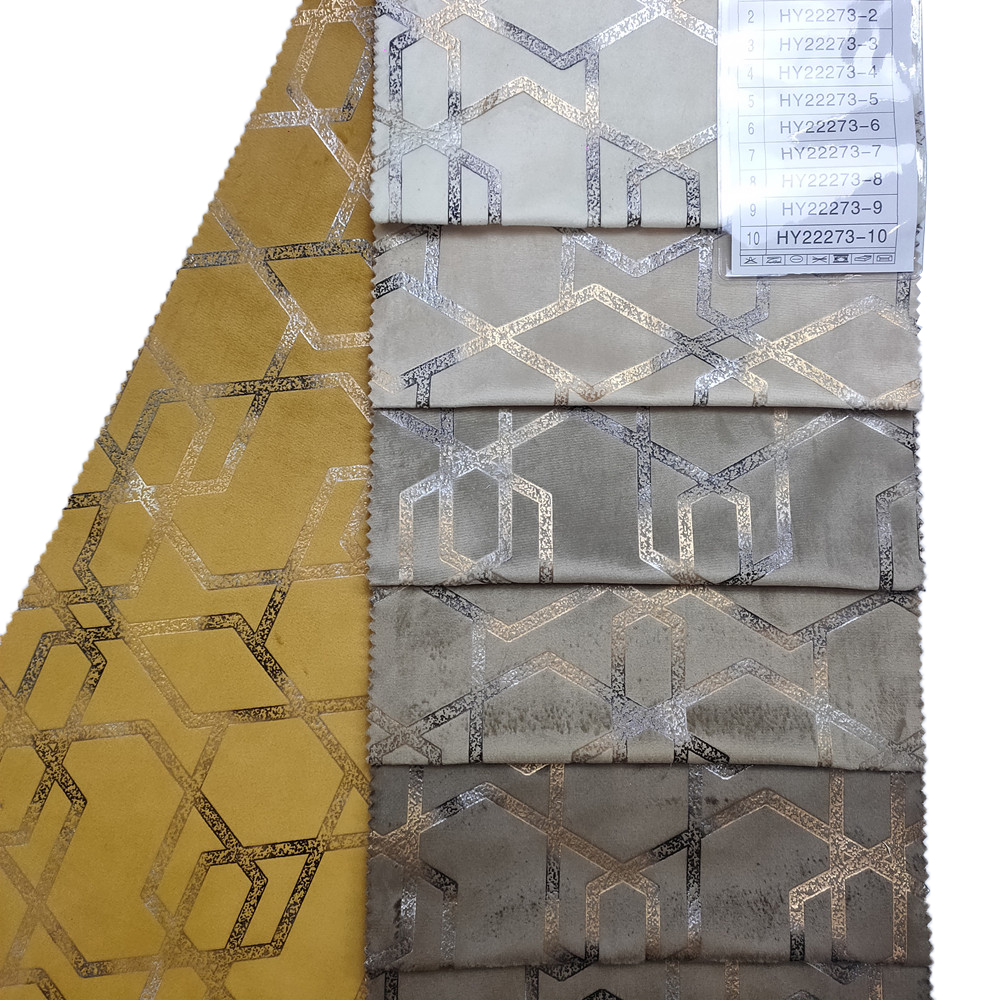 Pola Geometris Kreatif Gold Foil Print Holland Velvet Sofa Furniture Fabric