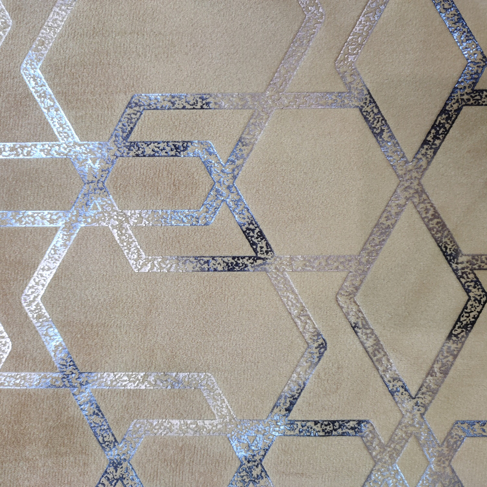 Pola Geometris Kreatif Gold Foil Print Holland Velvet Sofa Furniture Fabric